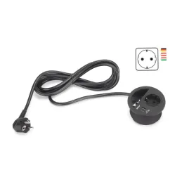 Prise encastrable de bureau CIRCLE 80 SCHUKO 1x230V + USB A-C / Noire