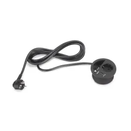 Prise encastrable de bureau CIRCLE 80 SCHUKO 1x230V + USB A-C / Noire