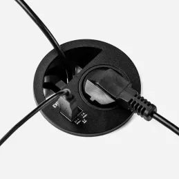 Prise encastrable de bureau CIRCLE 80 SCHUKO 1x230V + USB A-C / Noire