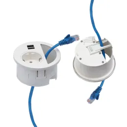 Prise encastrable de bureau CIRCLE 80 SCHUKO 1x230V + USB A-C / Noire