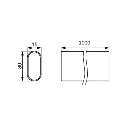 Ensemble de tringle de penderie ovale 1 m avec 2 supports / Noir mat