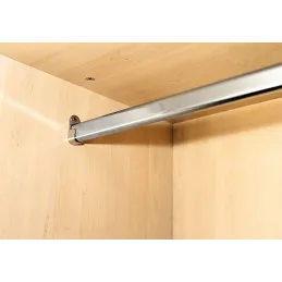 Ensemble de barre de penderie ovale de 1 m avec 2 supports / Chrome brillant