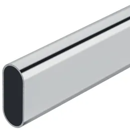 Ensemble de barre de penderie ovale de 1 m avec 2 supports / Chrome brillant