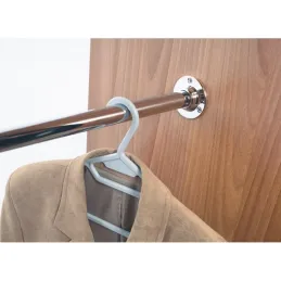 Ensemble barre de penderie ronde 1 m avec 2 supports / Chrome brillant