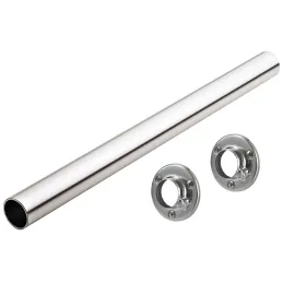 Ensemble barre de penderie ronde 1 m avec 2 supports / Chrome brillant