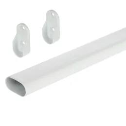 Ensemble de tringle de penderie ovale 1 m avec 2 supports / Blanc mat
