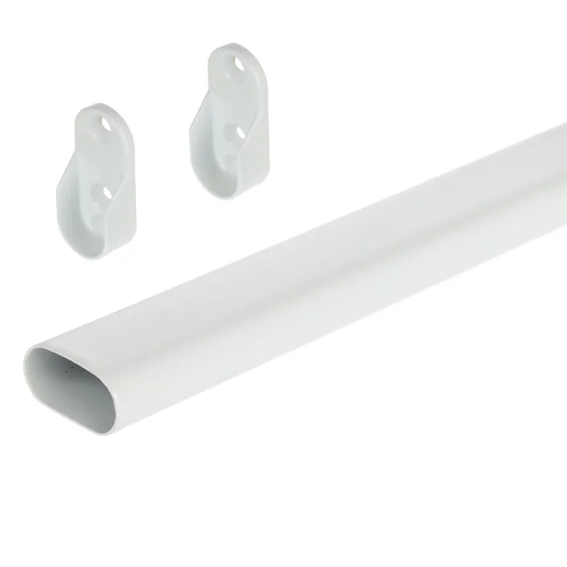 Ensemble de tringle de penderie ovale 1 m avec 2 supports / Blanc mat