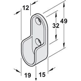 Ensemble barre de penderie ovale 1,25 m avec 2 supports / Doré brillant