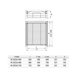 Panier coulissant YANA 150 mm anthracite / Coulisses à roulement avec amortissement