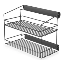 Double étagère coulissante pour armoire avec amortisseur / Anthracite