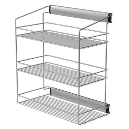 Porte-chaussures coulissant à trois niveaux pour armoire avec amortisseur / Argent