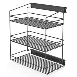 Étagère triple coulissante pour dressing avec amortisseur / Anthracite