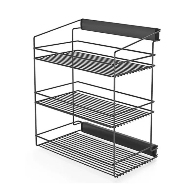 Étagère triple coulissante pour dressing avec amortisseur / Anthracite