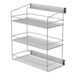 Tiroir triple coulissant pour armoire avec amortissement / Gris