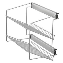 Double étagère coulissante à chaussures avec amortissement / Grise