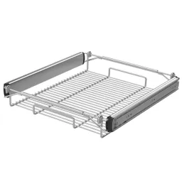 Panier coulissant YANA 88 mm Argent / Coulisses à billes avec amortissement
