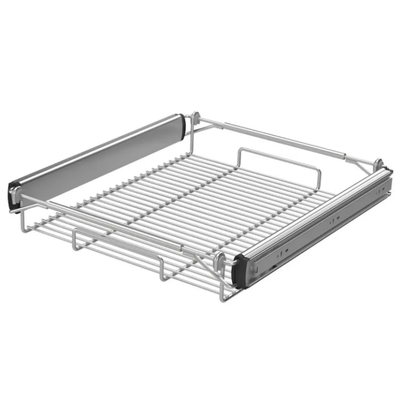 Panier coulissant YANA 88 mm Argent / Coulisses à billes avec amortissement