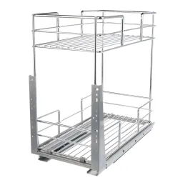 Double poubelle coulissante avec fermeture amortie ALADO / Chrome brillant