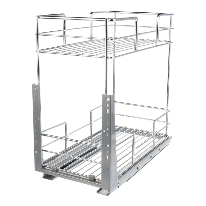 Double poubelle coulissante avec fermeture amortie ALADO / Chrome brillant
