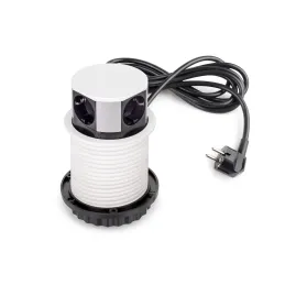 Prise électrique escamotable VERTIKAL SCHUKO 3x 230V + 2x USB / Blanc mat