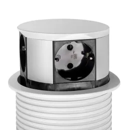 Prise électrique escamotable VERTIKAL SCHUKO 3x 230V + 2x USB / Blanc mat