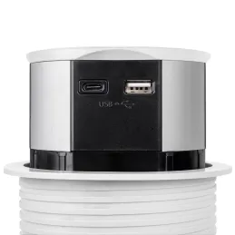 Prise électrique escamotable VERTIKAL SCHUKO 3x 230V + 2x USB / Blanc mat