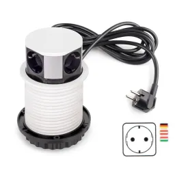 Prise électrique escamotable VERTIKAL SCHUKO 3x 230V + 2x USB / Blanc mat