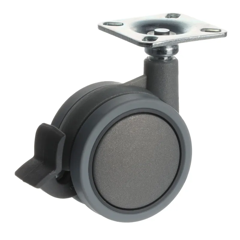 Roulettes de meuble LUNO 60 mm avec frein / Gris