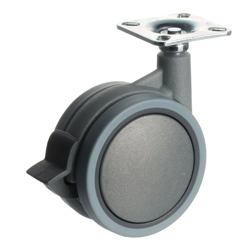 Roulettes de meuble LUNO 75 mm avec frein / Gris