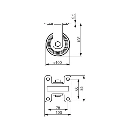 Roue de meuble TENTE ALPHA 3478 100 mm / Sans frein