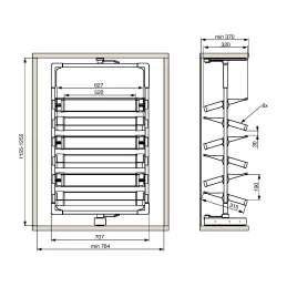 Meuble à chaussures pivotant EASY 1150–1255 mm / Argenté - marron