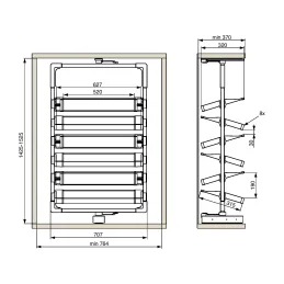 Meuble à chaussures pivotant EASY 1425–1525 mm / argenté – marron