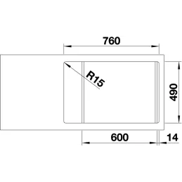 Évier en grès Blanco ZENAR XL 6 S Compact avec commande excentrée / Café