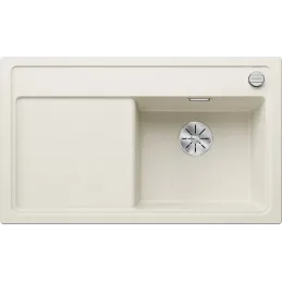 Évier en grès Blanco ZENAR 45 S avec commande excentrique / Blanc Soft, égouttoir à droite