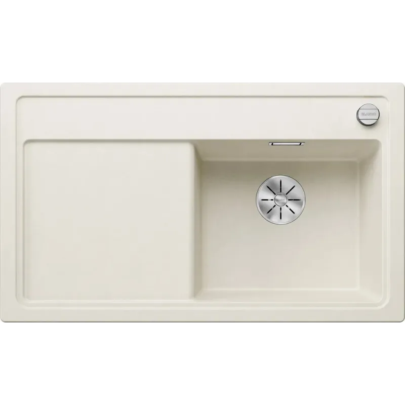 Évier en grès Blanco ZENAR 45 S avec commande excentrique / Blanc Soft, égouttoir à droite