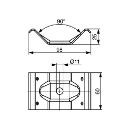 Raccord d’angle pour table 60 mm / Zinc blanc