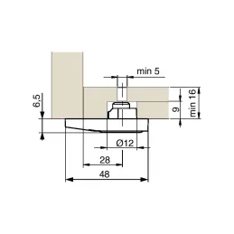 Pied réglable dissimulé LH728 / Nickel