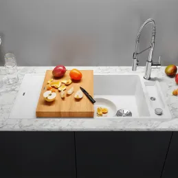 Évier en grès Blanco AXIA III XL 6 S avec commande excentrée / Tartufo