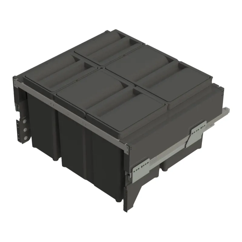Poubelle coulissante STAR 600 mm – 2 × 17 L + 2 × 8 L avec fixations de porte / Anthracite