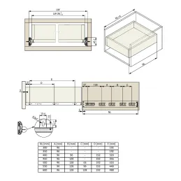 Coulisse à billes 45 mm STANDARDIA à montage inférieur / Sans amortissement