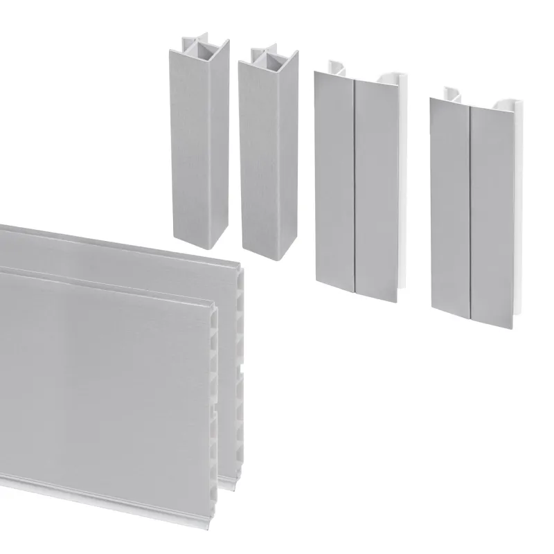 Lot de 2 plinthes de cuisine de 2,35 m avec accessoires PLASLINE / Argent