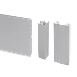 Lot de 2 plinthes de cuisine de 2,35 m avec accessoires PLASLINE / Argent