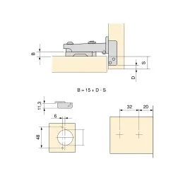 Charnière en applique avec amortissement EXLUSIVE X91 et embase invisible 3D