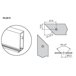 Kit d’équerres pour profil PLUS 4 et PLUS 11 / Vis argentées
