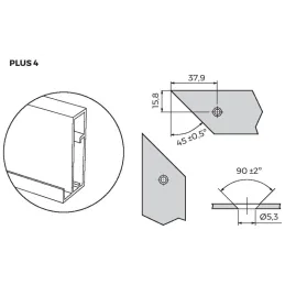 Kit d’équerres pour profil PLUS 4 et PLUS 11 / Vis argentées
