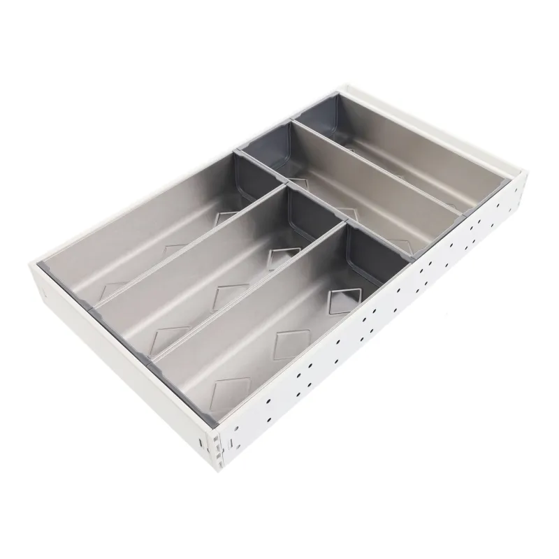 Range-couverts en acier inoxydable pour tiroir de cuisine 3 + 2 / Acier inoxydable - blanc