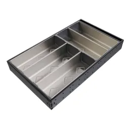 Range-couverts en acier inoxydable pour tiroir de cuisine 3 + 2 / Inox – noir