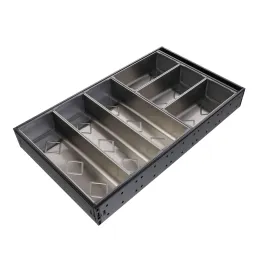 Range-couverts en acier inoxydable pour tiroir de cuisine 3 + 3 / Inox – noir