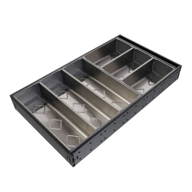 Range-couverts en acier inoxydable pour tiroir de cuisine 3 + 3 / Inox – noir