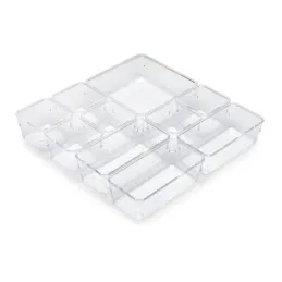 Organiseur de tiroir de salle de bains CUBE – 10 boîtes / Transparent
